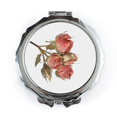 Pink Roses Pocket Mirror, Floral Mirror, Compact Mirror, Rose Design, Gift for Her, Flower Pocket Mirror, Cute Mirror - Tawshia