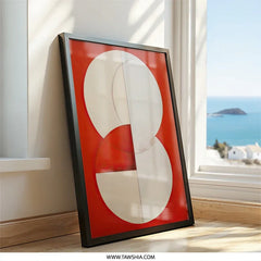 Geometric Wall Art, Abstract Circle Print, Modern Art Decor, Red and White Artwork, Contemporary Wall Decor, Unique Art Gift - Tawshia