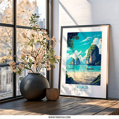 Krabi Thailand Wall Art, Tropical Island Print, Beach Landscape Poster, Vacation Travel Decor, Southeast Asia Scenery, Modern Art - Tawshia