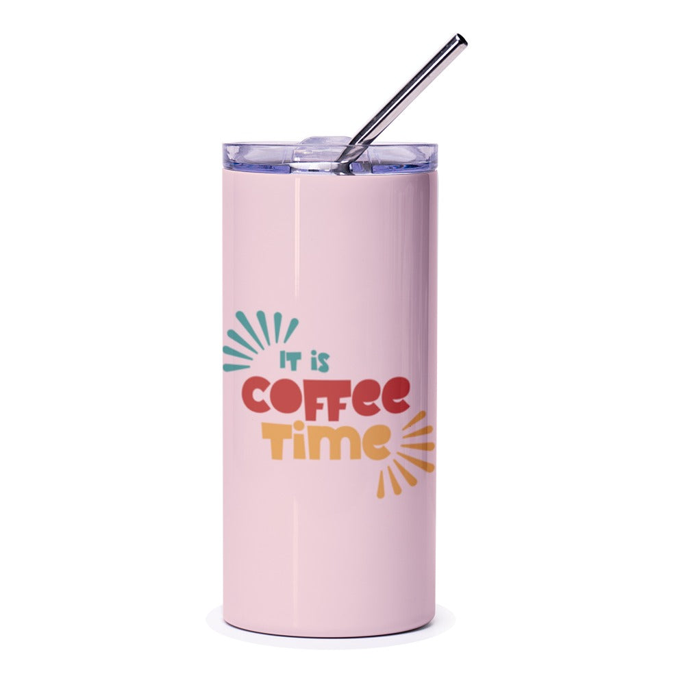 Coffee Time Tumbler, It Is Coffee Time Design, Coffee Lover Gift, Fun Tumbler, Drinkware, Office Tumbler, Gift For Her, Gift For Him - Tawshia