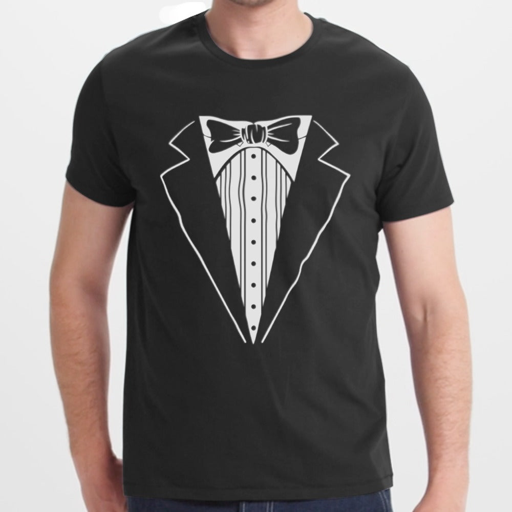 Classic Black Tuxedo Print T-Shirt Fun Novelty product