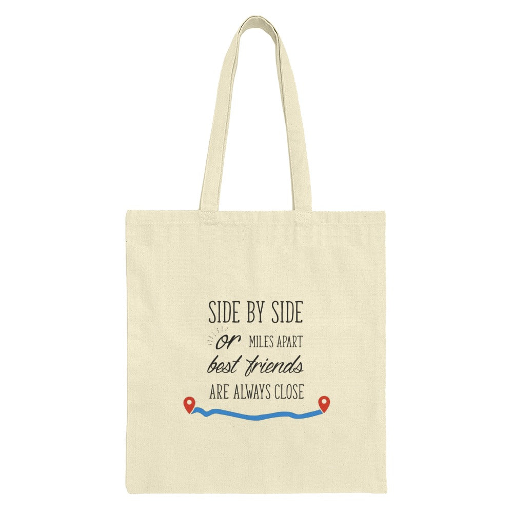 Best Friends Tote Bag, Long Distance Friendship Gift, Side By Side or Miles Apart, Friendship Bag, Gift For Bestie, Friends Forever - Tawshia