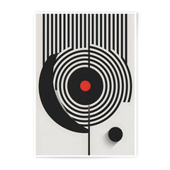 Abstract Photographic Print, Modern Art Decor, Geometric Wall Art, Black and White Print, Red Dot Accent, Contemporary Home Decor - Tawshia