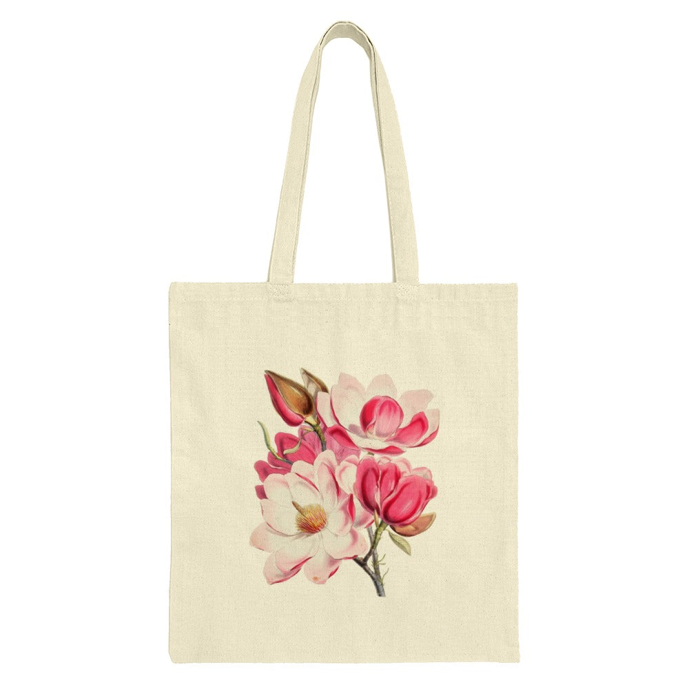 Floral Tote Bag, Magnolia Flower Tote, Botanical Print Bag, Spring Bloom Tote, Gift For Her, Nature Lover Tote, Aesthetic Shopping Bag - Tawshia