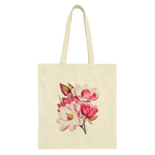 Floral Tote Bag, Magnolia Flower Tote, Botanical Print Bag, Spring Bloom Tote, Gift For Her, Nature Lover Tote, Aesthetic Shopping Bag - Tawshia
