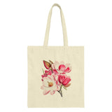 Floral Tote Bag, Magnolia Flower Tote, Botanical Print Bag, Spring Bloom Tote, Gift For Her, Nature Lover Tote, Aesthetic Shopping Bag - Tawshia