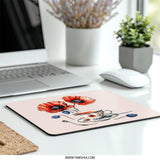 Poppy Tea Cup Mouse Pad, Floral Desk Accessory, Botanical Computer Mat, Office Decor, Elegant Gift - Tawshia