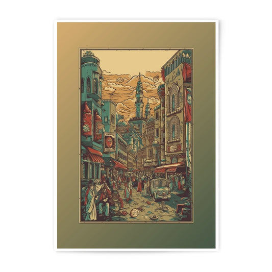 Vintage City Street Photographic Print, Middle Eastern Town Art, Architecture Wall Decor, Travel Souvenir, Unique Artwork, Home Office - Tawshia