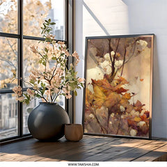 Autumn Leaves Wall Art, Botanical Art Print, Fall Decor, Nature Inspired Artwork, Modern Wall Decor, Home Decor, Framed Art - Tawshia