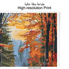 Autumn Forest Photographic Print, Stream and Bridge Art, Fall Foliage Landscape Photo, Nature Wall Decor, Rustic Home Art Print - Tawshia