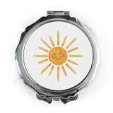 Smiling Sun Pocket Mirror, Cute Sunshine Mirror, Happy Face Compact Mirror, Childlike Art, Positive Vibes, Fun Accessory, Portable Mirror - Tawshia