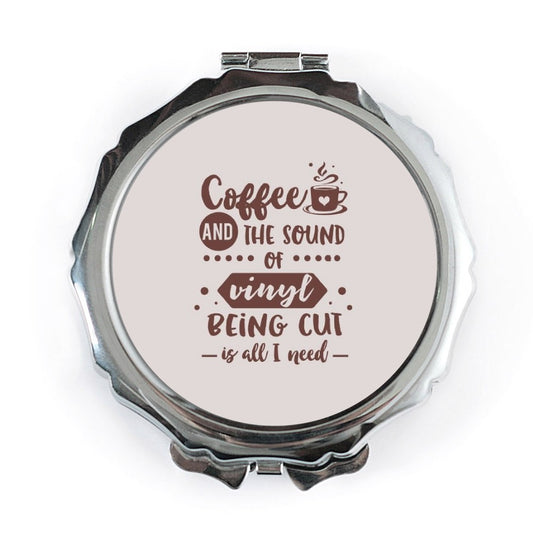 Coffee Vinyl Pocket Mirror, Music Lover Gift, Unique Compact Mirror, Gift for Her, Everyday Carry Mirror, Coffee Addict, Vinyl Record Fan - Tawshia