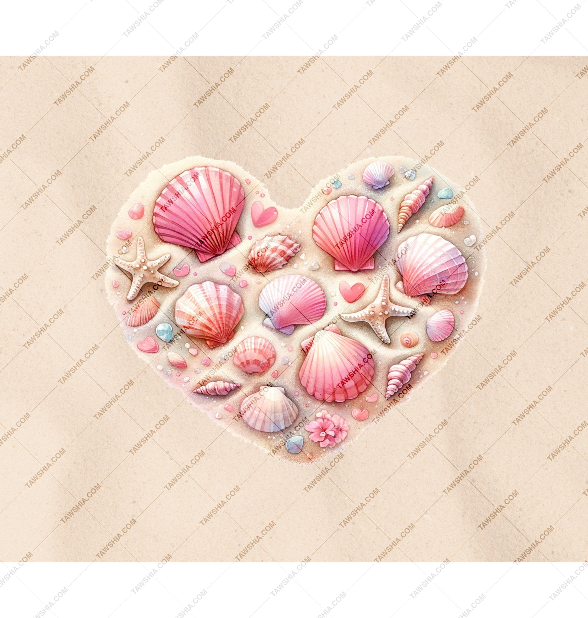 Heart Shaped Seashell Collection Decorative Art product