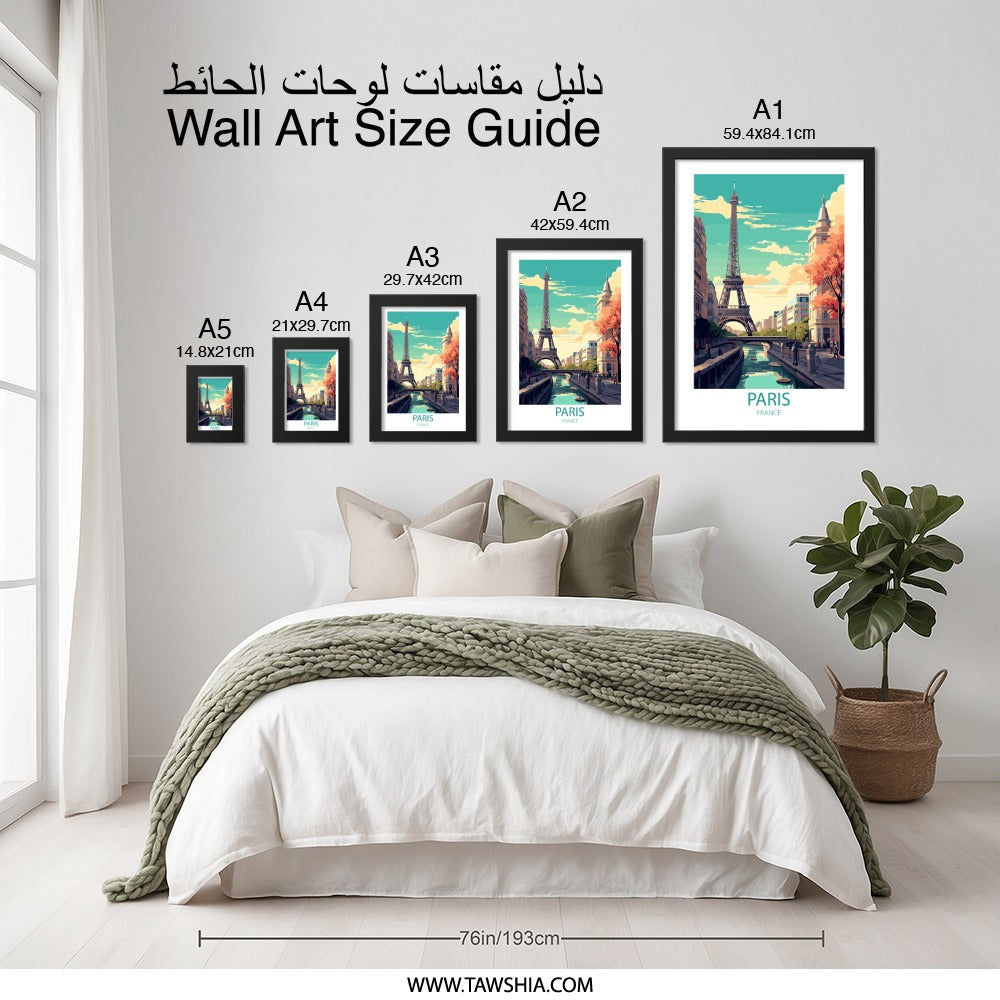 Paris France Wall Art, Eiffel Tower Print, Cityscape Wall Decor, European Travel Poster, Travel Wall Art, Paris Artwork, Home Decor - Tawshia