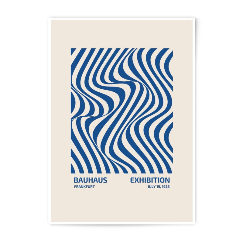 Bauhaus Exhibition Photographic Print, Retro Wall Art, Abstract Lines, July 1923, Home Decor, Minimalist Art Print, Blue Lines - Tawshia