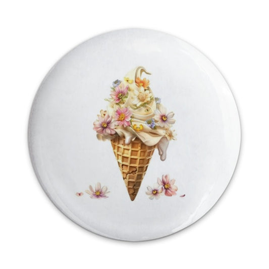 Ice Cream Cone Pinback Button, Floral Cone, Flower Button, Sweet Treat Button, Food Pinback Button, Cute Button, Aesthetic Button - Tawshia
