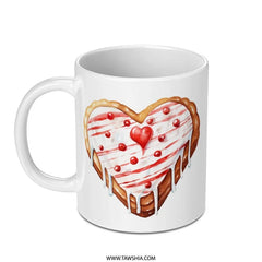 Heart Cookie Mug, Valentine's Mug, Cute Food Mug, Heart Dessert, Cookie Lover Gift, Romantic Mug, Novelty Gift, Baking, Pastry Art - Tawshia