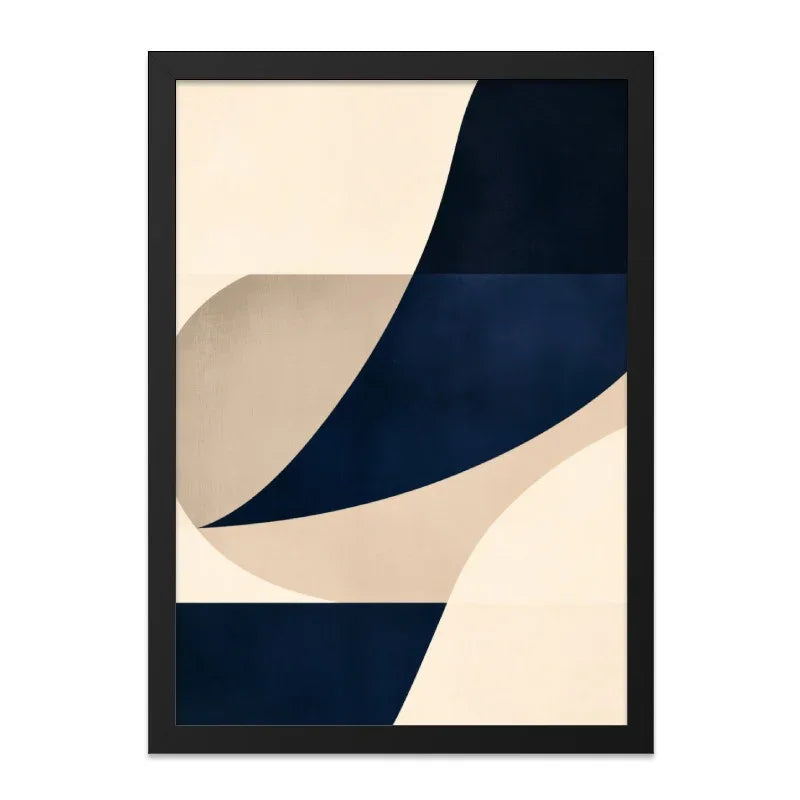 Modern Abstract Wall Art, Geometric Shapes Print, Minimalist Decor, Beige and Navy Artwork, Contemporary Art Print, Home Office Decor - Tawshia