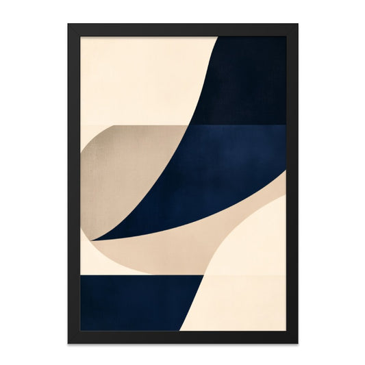 Modern Abstract Wall Art, Geometric Shapes Print, Minimalist Decor, Beige and Navy Artwork, Contemporary Art Print, Home Office Decor - Tawshia