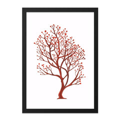 Red Berries Tree Wall Art, Botanical Print, Nature Inspired Decor, Autumnal Artwork, Minimalist Design, Home Decor, Unique Gift Idea - Tawshia