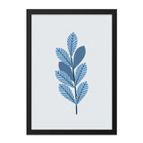 Blue Leaves Wall Art, Minimalist Botanical Print, Modern Home Decor, Nature Inspired Artwork, Leaf Illustration, Framed Art, Wall Decor - Tawshia