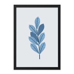 Blue Leaves Wall Art, Minimalist Botanical Print, Modern Home Decor, Nature Inspired Artwork, Leaf Illustration, Framed Art, Wall Decor - Tawshia