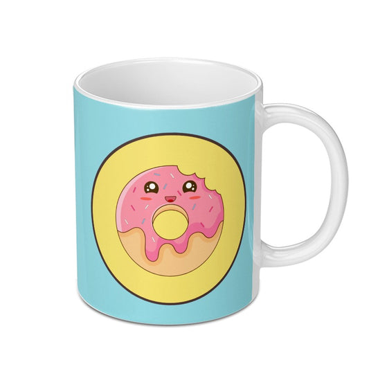Cute Donut Mug, Kawaii Food Mug, Funny Coffee Cup, Sweet Treat Lover Gift, Unique Donut Design Mug - Tawshia