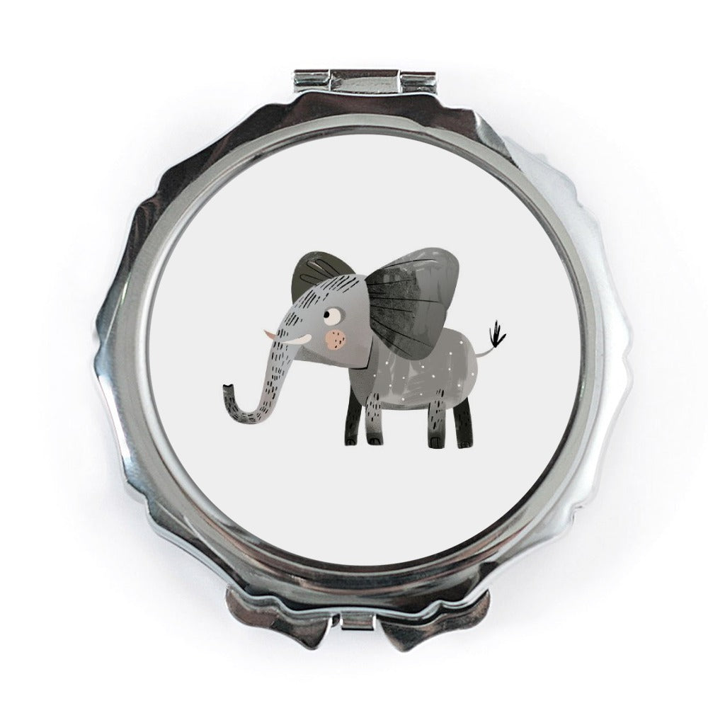 Elephant Pocket Mirror, Cute Animal Mirror, Cartoon Style Mirror, Travel Mirror, Gift For Her, Makeup Mirror, Purse Mirror - Tawshia