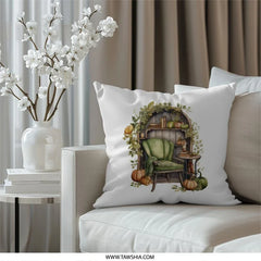 Autumn Reading Nook Pillow, Cozy Fall Decor, Pumpkins and Books Pillow, Book Lover Gift, Fall Throw Pillow, Autumn Home Decor - Tawshia