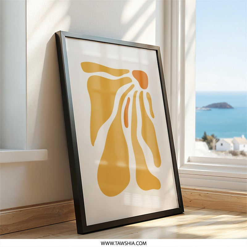Abstract Shapes Wall Art, Ochre and Orange Print, Minimalist Art, Modern Art Print, Home Decor, Geometric Shapes Wall Decor - Tawshia