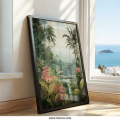 Tropical Rainforest Wall Art, Exotic Palm Tree Print, Lush Jungle Landscape Decor, Botanical Wall Hanging, Calming Nature Scene - Tawshia