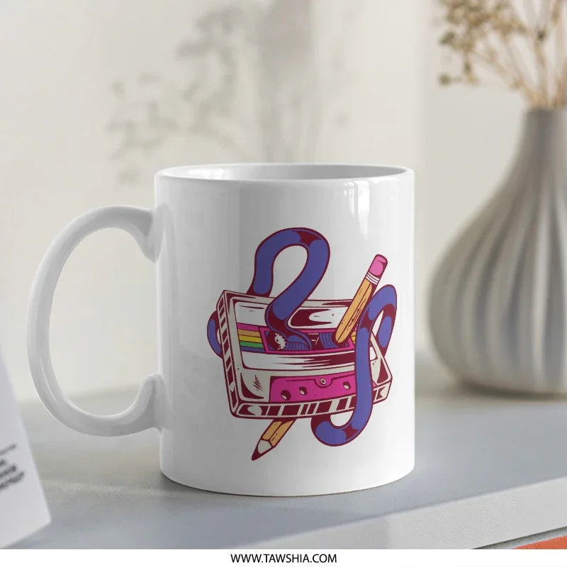 Retro Cassette with Pencil Design Mug product