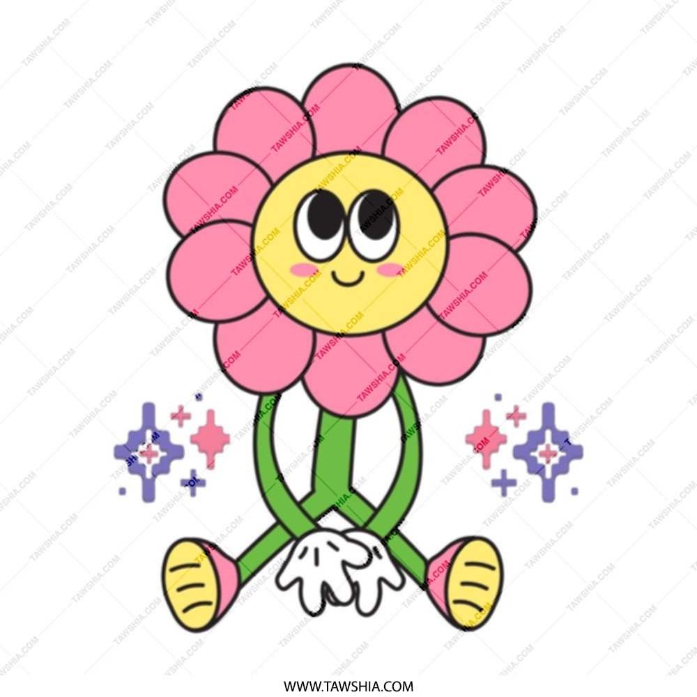 Cute Flower Tote Bag, Groovy Flower Power Bag, Cartoon Flower Carry Bag, Unique Trendy Tote, Stylish Everyday Bag, Reusable Grocery Bag - Tawshia