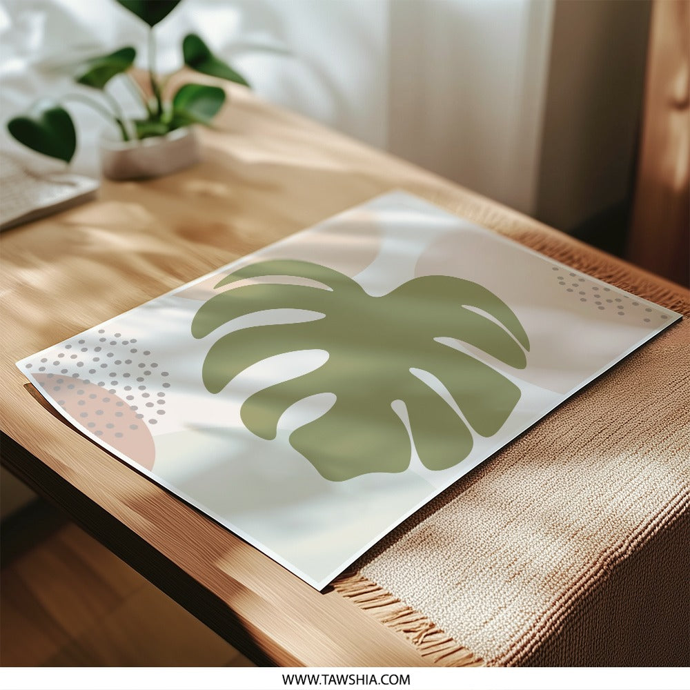 Monstera Leaf Photographic Print, Abstract Art, Botanical Wall Art, Home Decor, Tropical Art Print, Leaf Illustration, Modern Wall Decor - Tawshia