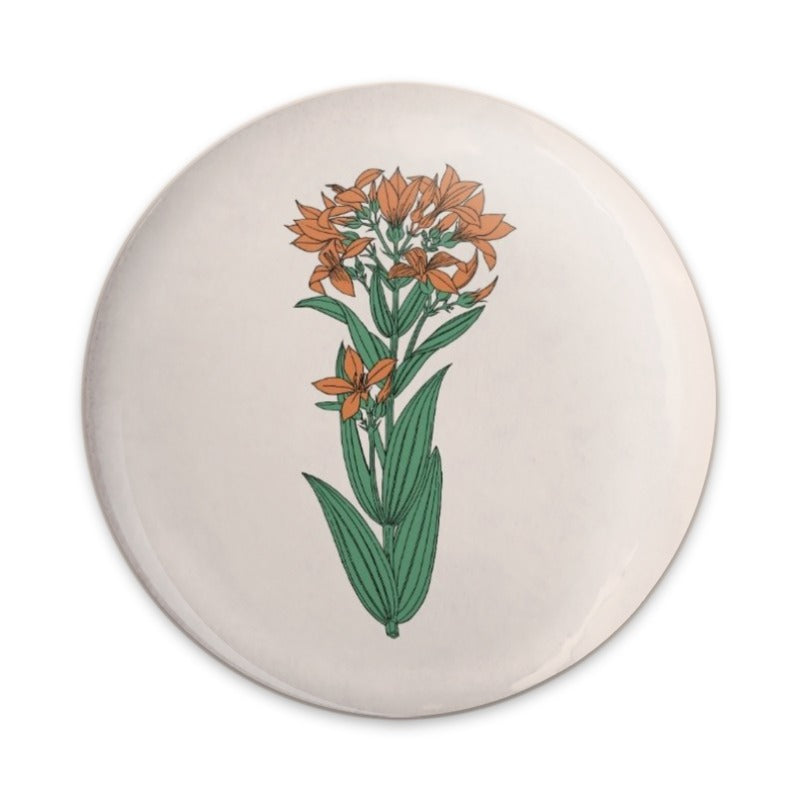 Orange Star Pinback Button, Floral Lapel Pin, Botany Badge, Flower Lover Gift, Cute Pin, Nature Accessory, Flower Art Pinback Buttons - Tawshia