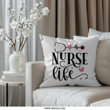 Nurse Life Pillow, Heart, Stethoscope Throw Pillow, Nursing Gift Idea, Registered Nurse Decor, Cute Pillow, Health Care Worker Gift - Tawshia