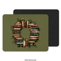Book Wreath Mouse Pad, Reading Lover Gift, Librarian Present, Bookish Decor, Literary Gift, Teacher Appreciation, Book Lover Gift - Tawshia