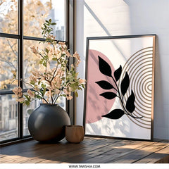 Abstract Plant Wall Art, Botanical Print, Modern Art Print, Pink and Beige Wall Decor, Minimalist Wall Hanging, Home Decor Art Print - Tawshia