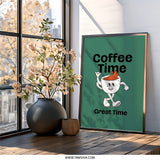 Coffee Time Wall Art, Coffee Lover Gift, Funny Kitchen Decor, Retro Coffee Print, Coffee Shop Art, Cute Coffee Cup Art, Home Decor - Tawshia