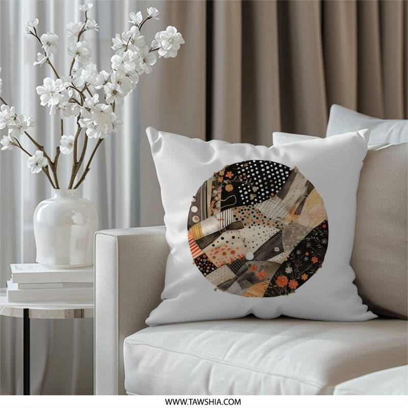 Quilted Style Pillow, Abstract Art Pillow, Patchwork Design Pillow, Decorative Throw Pillow, Home Decor Pillow - Tawshia