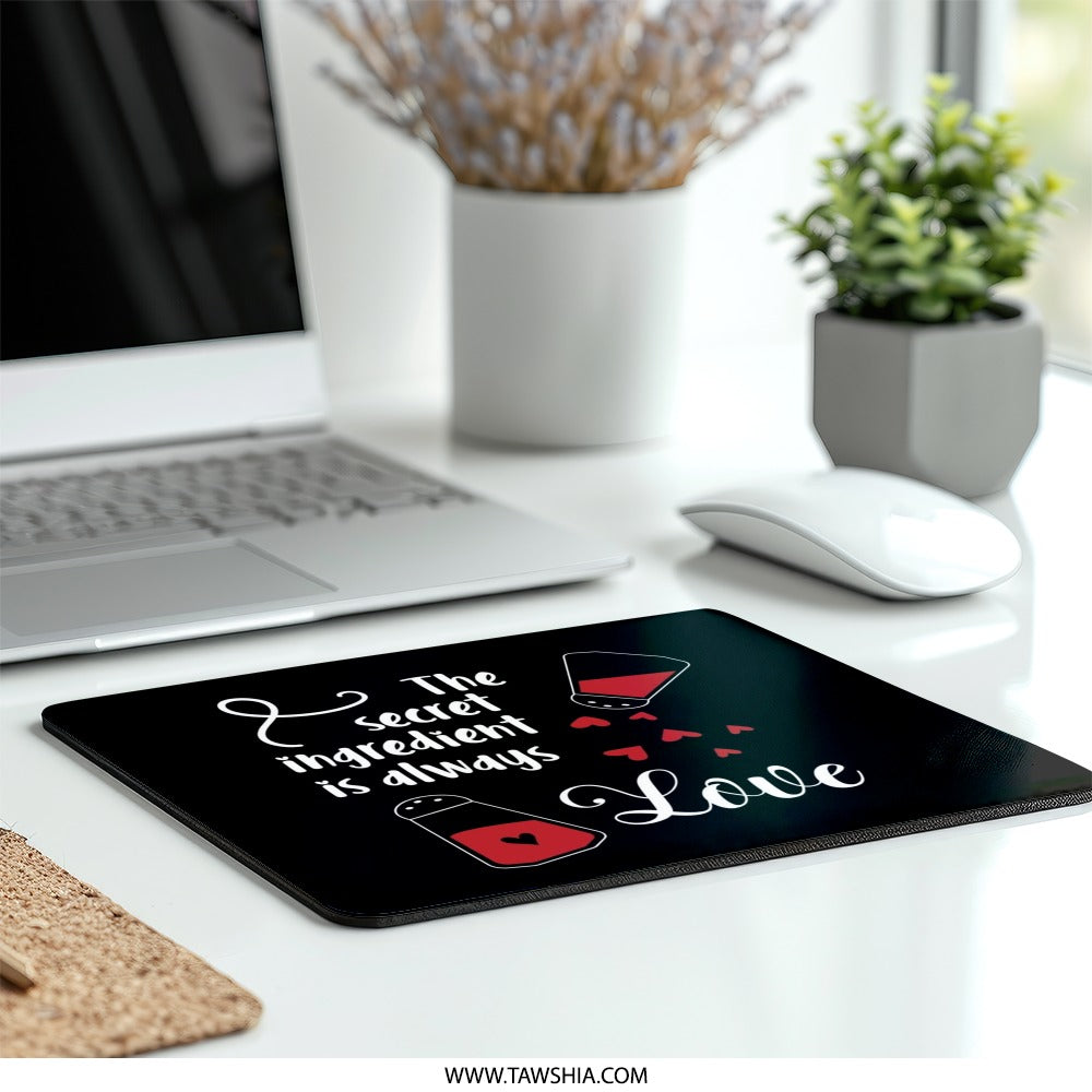 Love Recipe Mouse Pad, Secret Ingredient, Cooking Love, Kitchen Decor, Gift for Cook, Chef Gift, Heart Mousepad, Foodie Gift, Office Desk - Tawshia