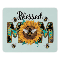 Blessed Mom Mouse Pad, Sunflower Mouse Pad, Honey Bee Mouse Pad, Mothers Day Gift, Gift For Mom, Decorative Mouse Pad - Tawshia