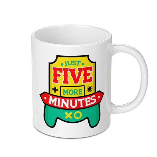 Just Five More Minutes Mug, Funny Gamer Gift, Video Game Lover Present, Gaming Addict Coffee Cup, Gift for Teens, Gift for Son - Tawshia