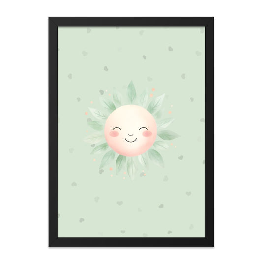 Smiling Sun Framed Wall Art, Watercolor Sun Print, Nursery Decor, Baby Room Art, Pastel Colors, Cute Sun Art, Kids Wall Decor, Sunshine Art - Tawshia