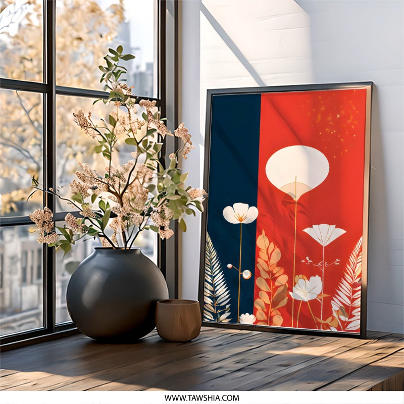 Floral Wall Art Print, Abstract Flower Art, Modern Art Home Decor, Botanical Wall Decor, Minimalist Wall Art, Wall Art for Living Room - Tawshia