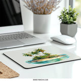 Tropical Island Mouse Pad, Beach Paradise Desk Decor, Palm Tree Island Office Gift, Ocean View Computer Accessory, Summer Vibes Mousepad - Tawshia