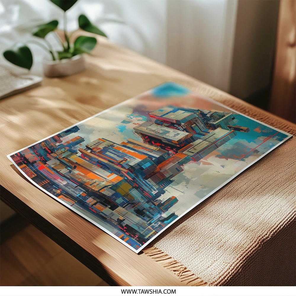 Abstract Cityscape Photographic Print, Modern Architecture Art, Colorful Urban Art, Geometric Building Print, City Skyline Photo - Tawshia