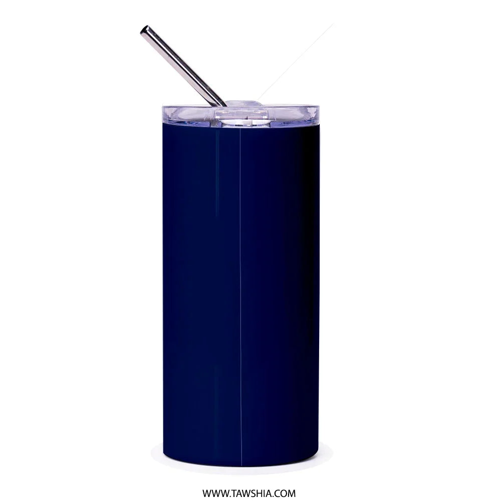 Sleek Navy Blue Tumbler with Straw for Drinking product type