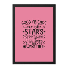 Good Friends Stars Wall Art, Friendship Quote Print, Best Friend Gift, Inspiring Home Decor, Always There Art, Pink Wall Decor - Tawshia