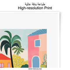Tropical Town Photographic Print, Colorful Cityscape Art, Summer Palm Tree Wall Decor, Vacation Destination Photo, Home Art Print - Tawshia